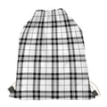 White And Black Tartan Pattern Print Drawstring Bag
