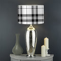 White And Black Tartan Pattern Print Drum Lamp Shade