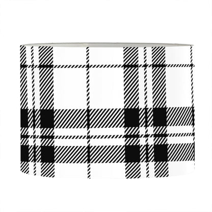 White And Black Tartan Pattern Print Drum Lamp Shade