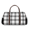 White And Black Tartan Pattern Print Duffel Bag