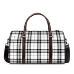 White And Black Tartan Pattern Print Duffle Bag