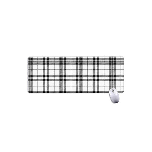 White And Black Tartan Pattern Print Extended Mouse Pad