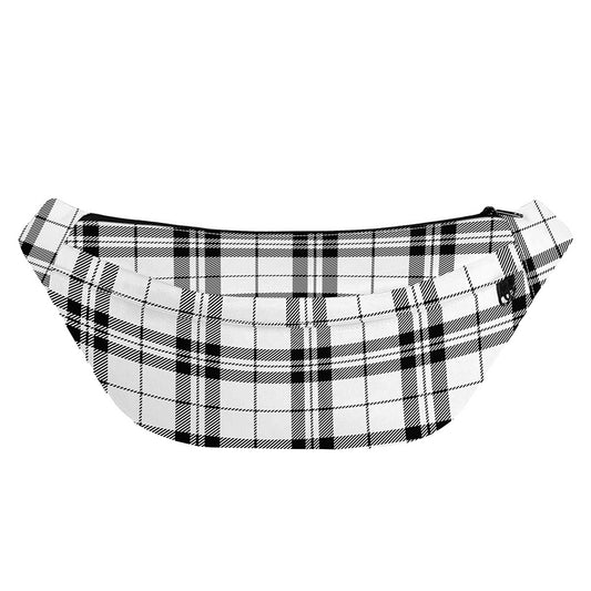 White And Black Tartan Pattern Print Fanny Pack