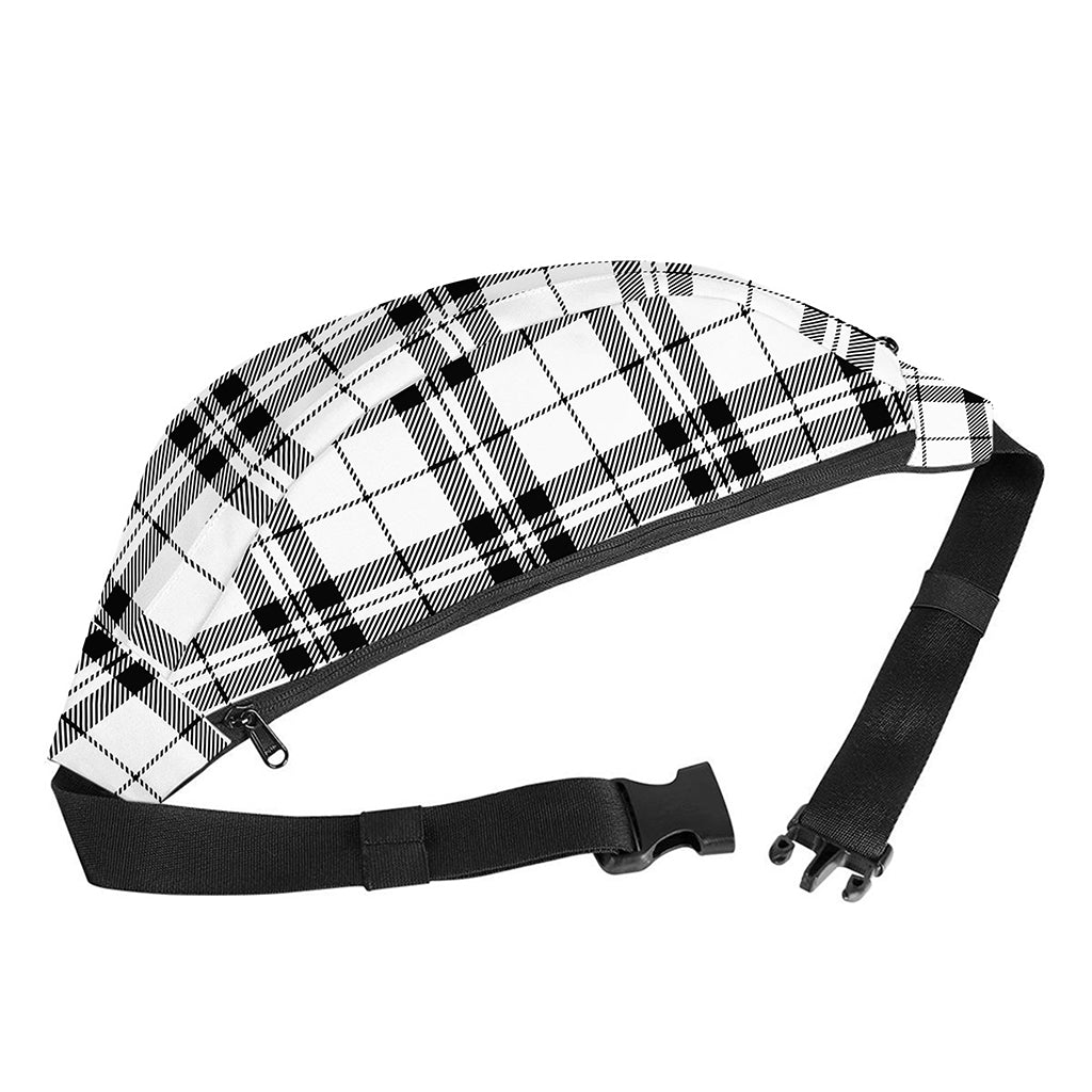 White And Black Tartan Pattern Print Fanny Pack