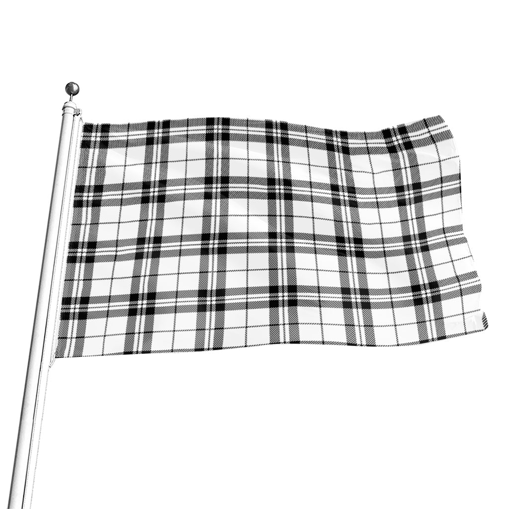 White And Black Tartan Pattern Print Flag