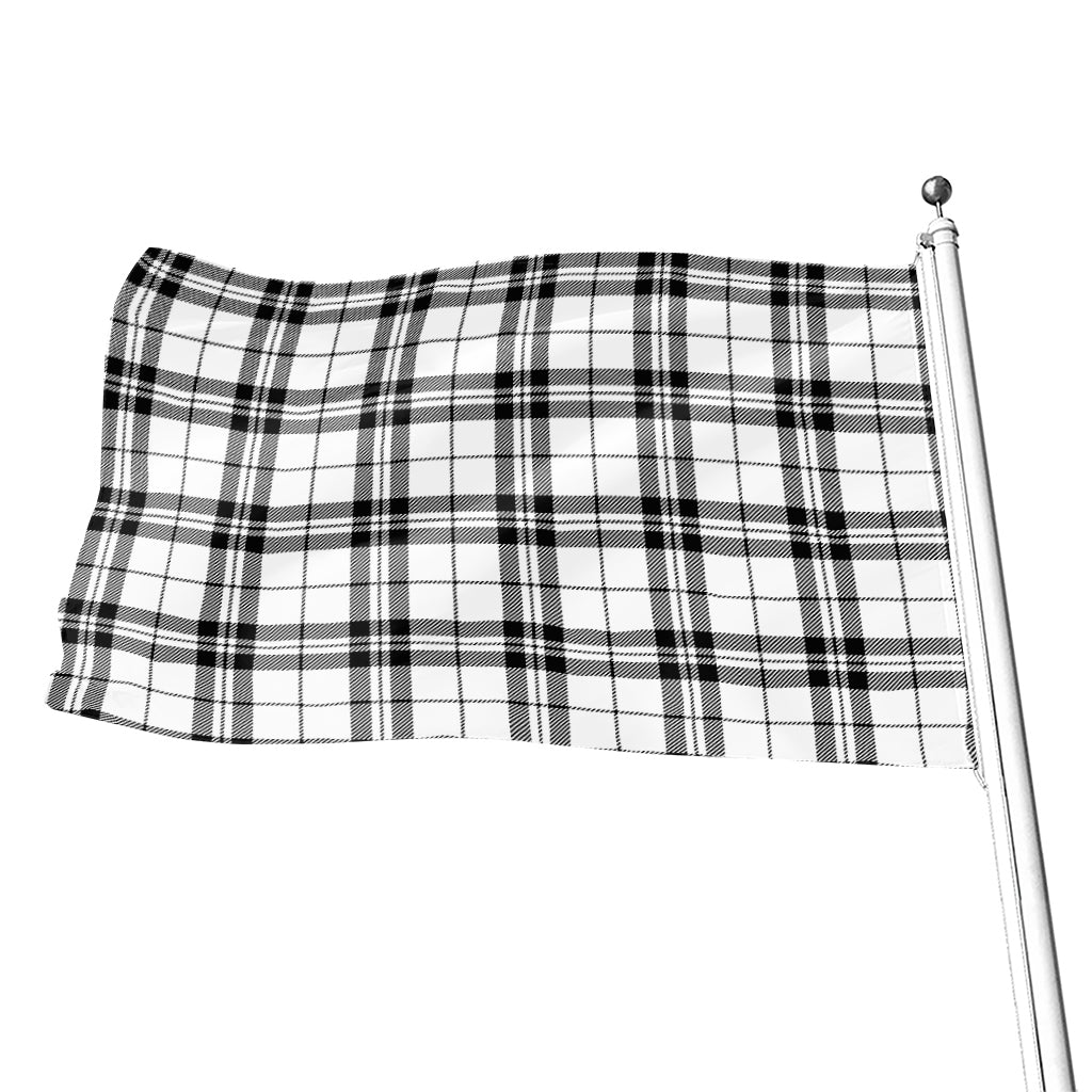 White And Black Tartan Pattern Print Flag