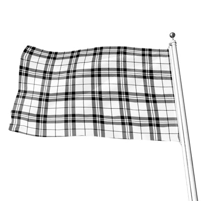 White And Black Tartan Pattern Print Flag