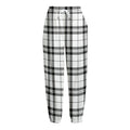 White And Black Tartan Pattern Print Fleece Lined Knit Pants