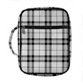 White And Black Tartan Pattern Print Front Pocket Bible Bag