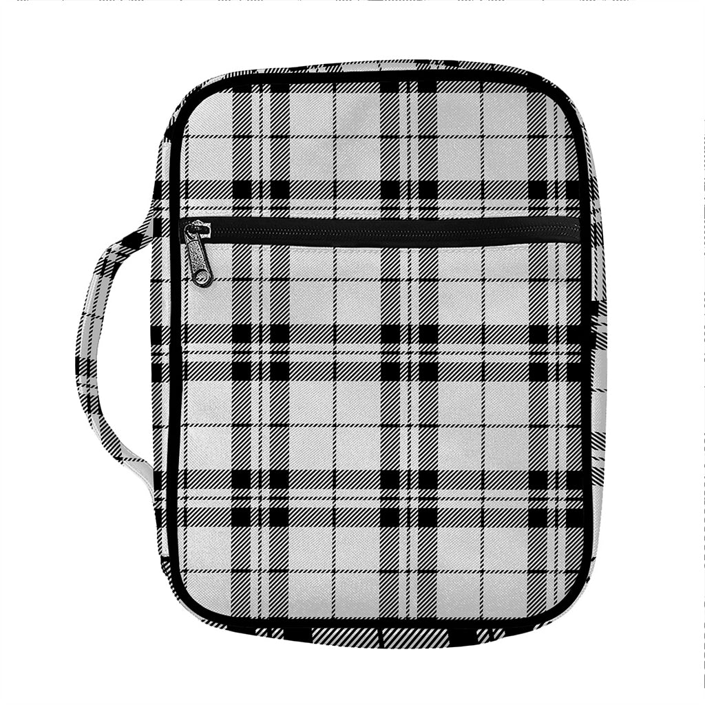White And Black Tartan Pattern Print Front Pocket Bible Bag