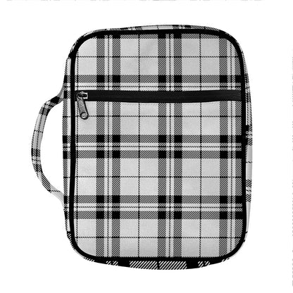 White And Black Tartan Pattern Print Front Pocket Bible Bag