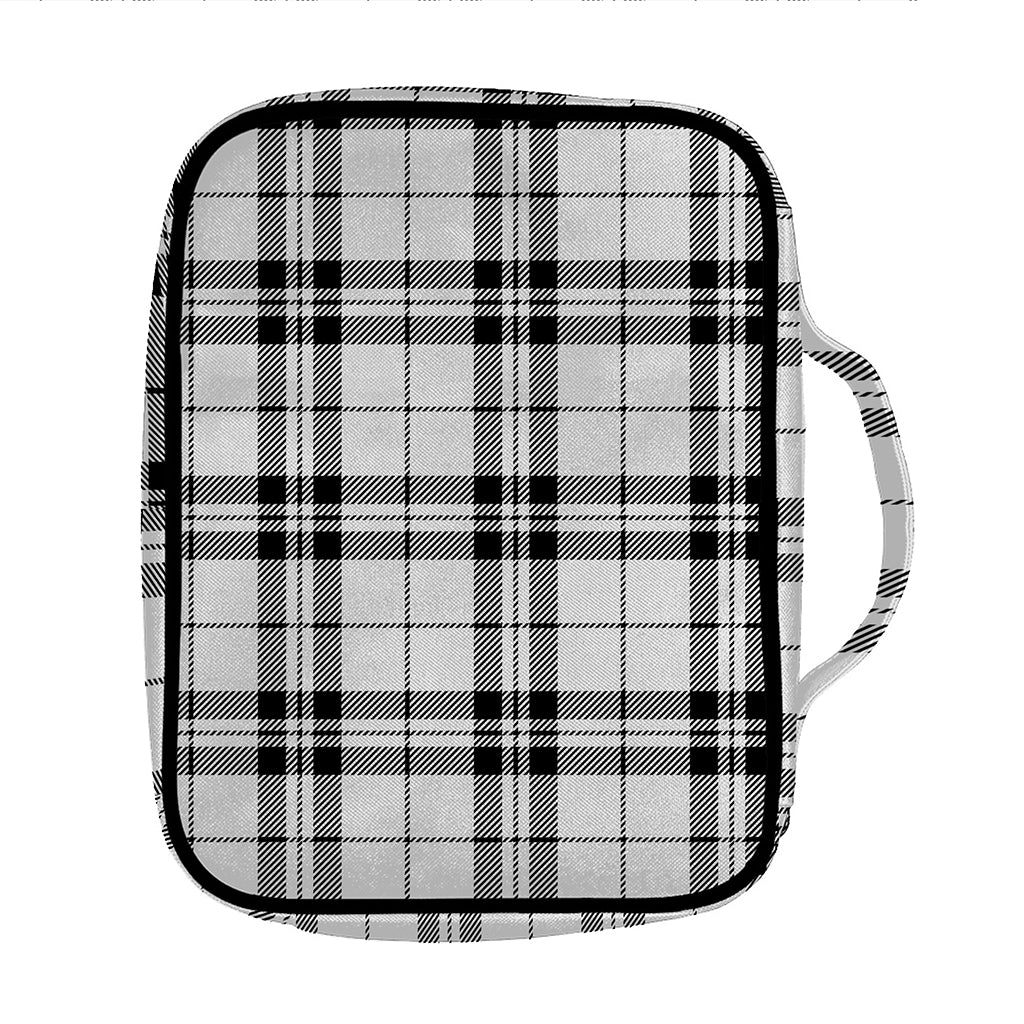 White And Black Tartan Pattern Print Front Pocket Bible Bag
