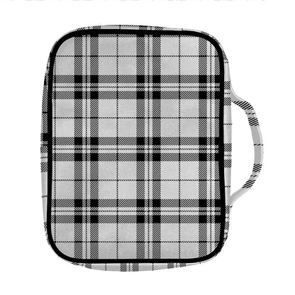 White And Black Tartan Pattern Print Front Pocket Bible Bag