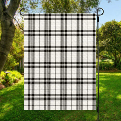White And Black Tartan Pattern Print Garden Flag