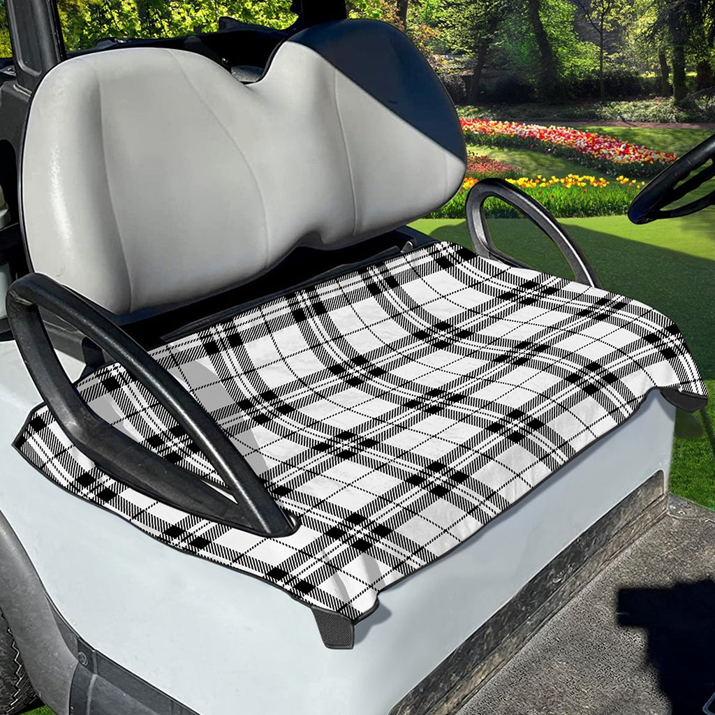 White And Black Tartan Pattern Print Golf Cart Seat Cover