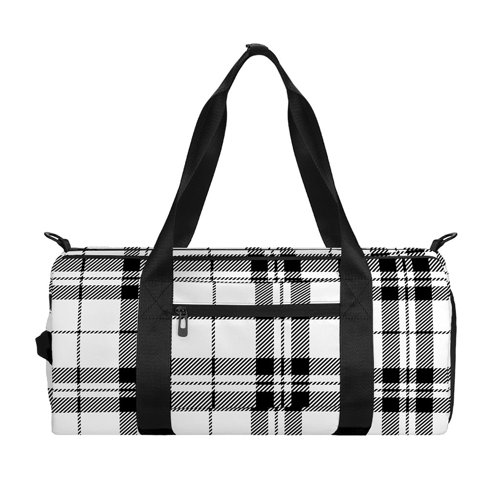 White And Black Tartan Pattern Print Gym Bag