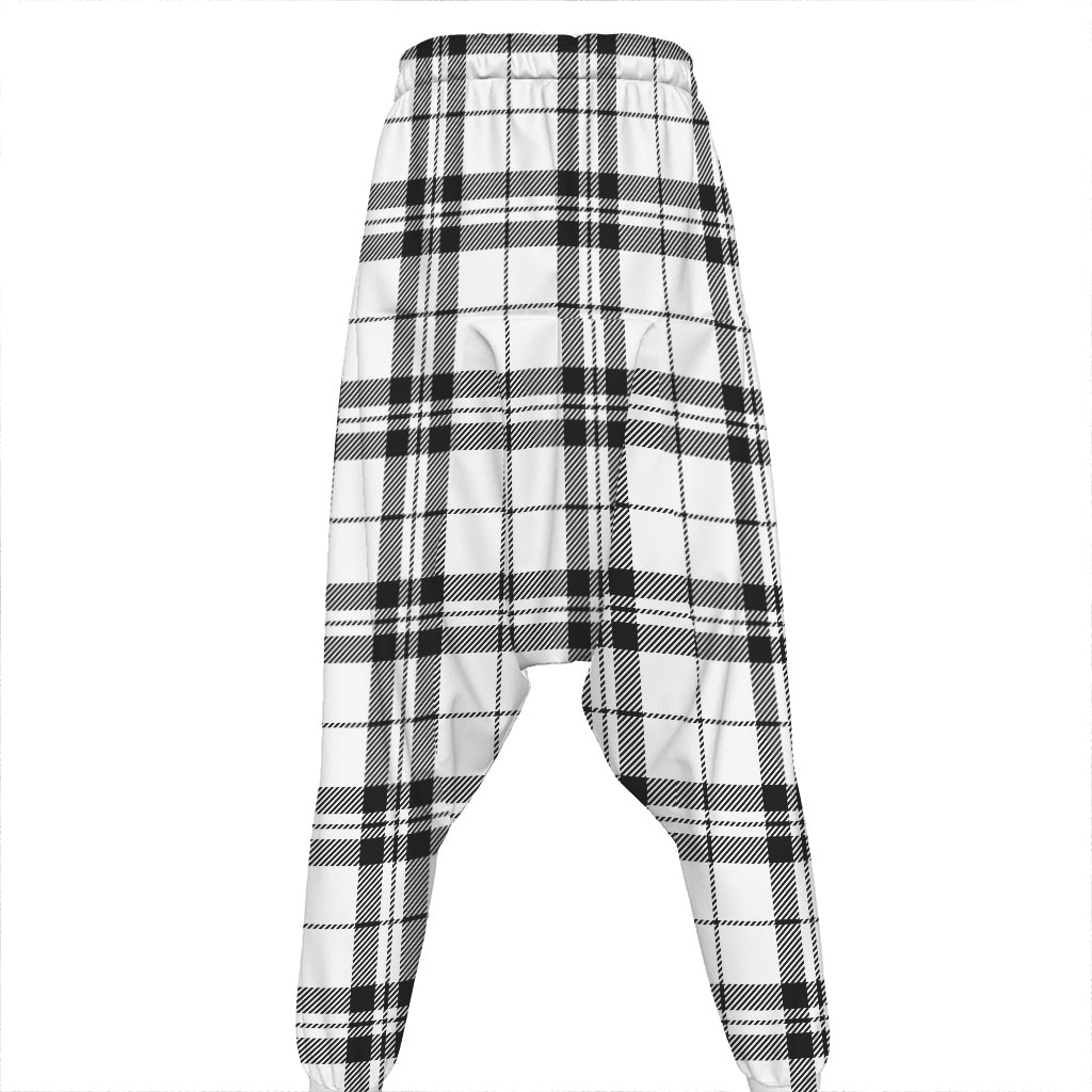 White And Black Tartan Pattern Print Hammer Pants