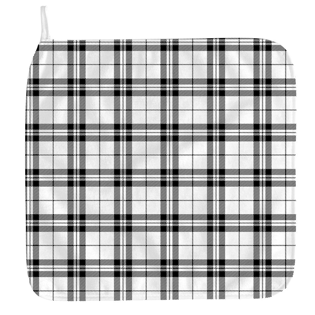 White And Black Tartan Pattern Print Hand Towel