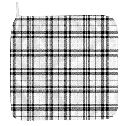 White And Black Tartan Pattern Print Hand Towel