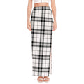 White And Black Tartan Pattern Print High Slit Maxi Skirt