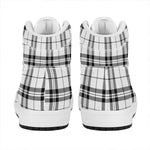 White And Black Tartan Pattern Print High Top Leather Sneakers