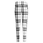 White And Black Tartan Pattern Print High-Waisted Pocket Leggings