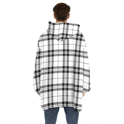White And Black Tartan Pattern Print Hoodie Blanket