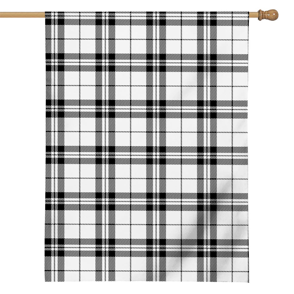 White And Black Tartan Pattern Print House Flag