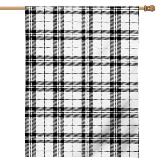 White And Black Tartan Pattern Print House Flag