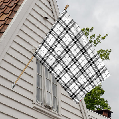 White And Black Tartan Pattern Print House Flag