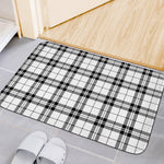 White And Black Tartan Pattern Print Indoor Door Mat