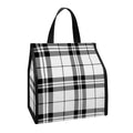 White And Black Tartan Pattern Print Insulated Lunch Tote