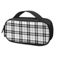 White And Black Tartan Pattern Print Portable Cooler Travel Case