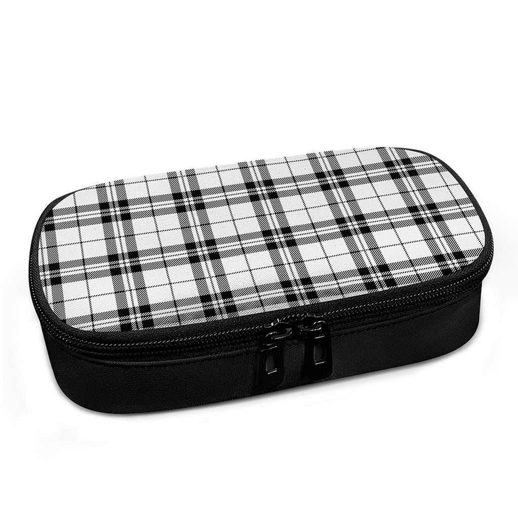White And Black Tartan Pattern Print Insulin Cooler Travel Case