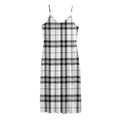 White And Black Tartan Pattern Print Jersey Midi Cami Dress
