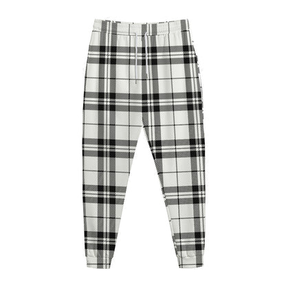 White And Black Tartan Pattern Print Jogger Pants