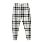White And Black Tartan Pattern Print Jogger Pants
