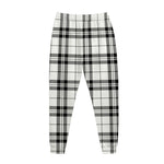 White And Black Tartan Pattern Print Jogger Pants