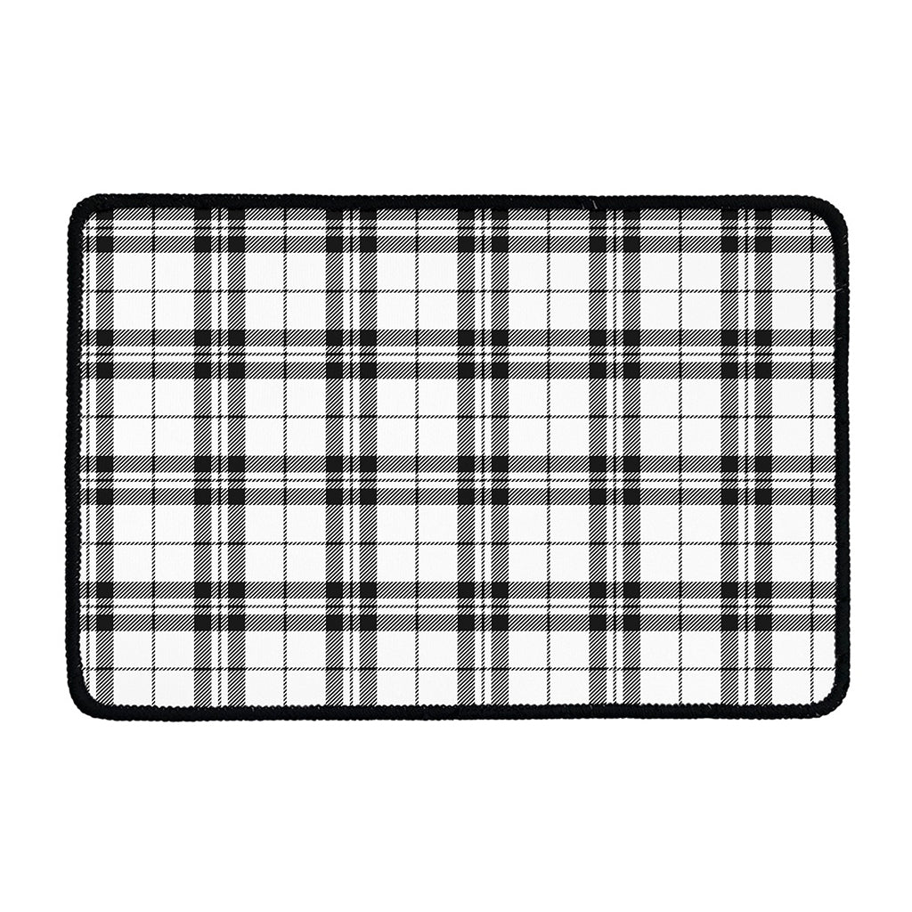 White And Black Tartan Pattern Print Kitchen Mat