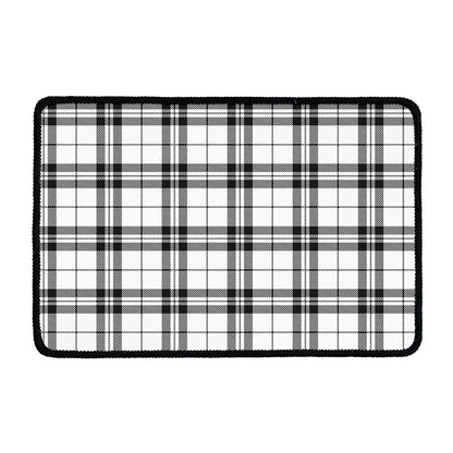 White And Black Tartan Pattern Print Kitchen Mat