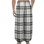 White And Black Tartan Pattern Print Lantern Pants