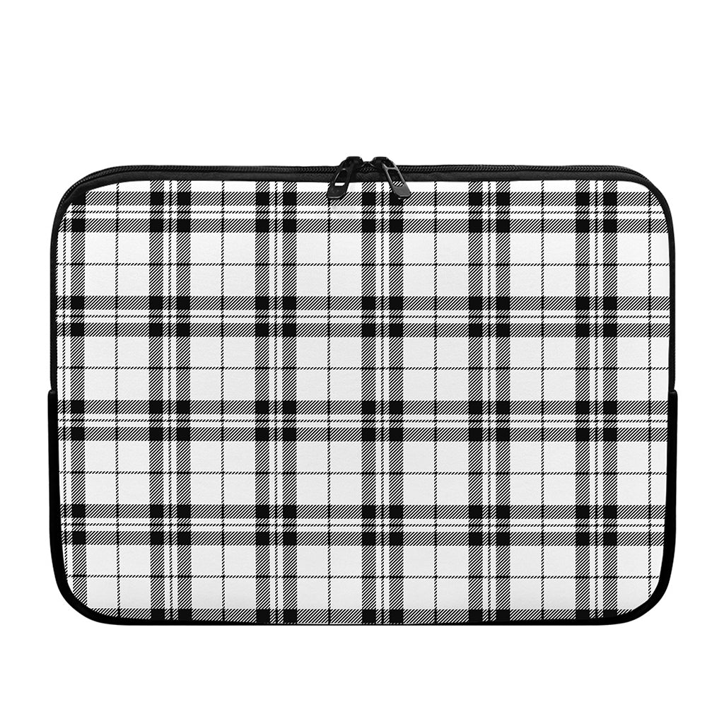 White And Black Tartan Pattern Print Laptop Sleeve