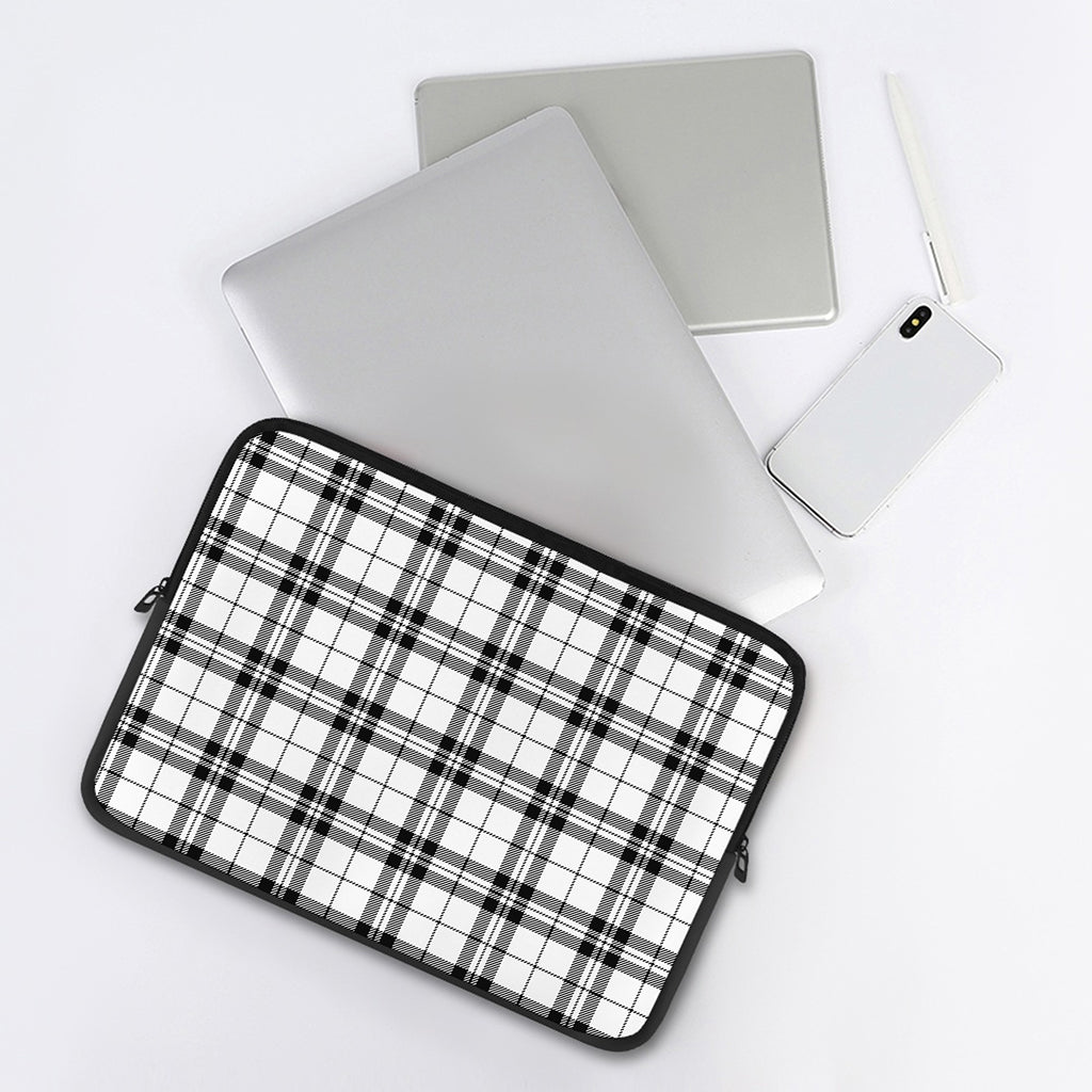 White And Black Tartan Pattern Print Laptop Sleeve