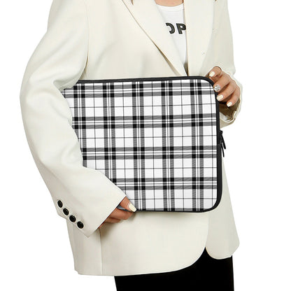 White And Black Tartan Pattern Print Laptop Sleeve
