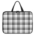 White And Black Tartan Pattern Print Laptop Sleeve With Handle