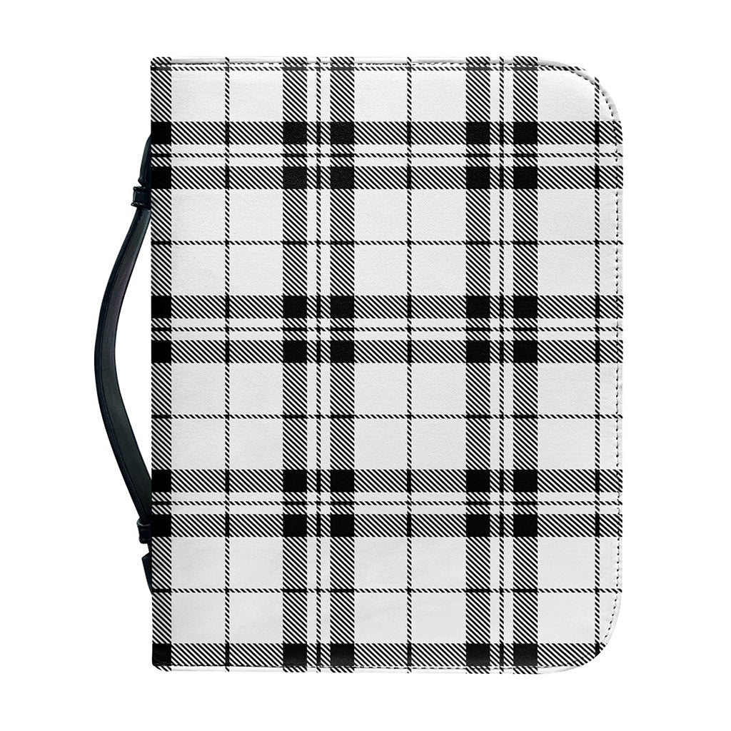 White And Black Tartan Pattern Print Leather Bible Cover