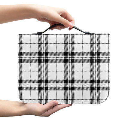 White And Black Tartan Pattern Print Leather Bible Cover