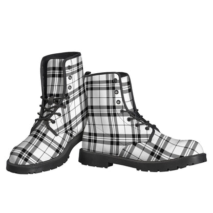 White And Black Tartan Pattern Print Backpack
