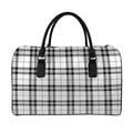 White And Black Tartan Pattern Print Leather Duffel Bag