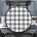 White And Black Tartan Pattern Print Leather Spare Tire Cover